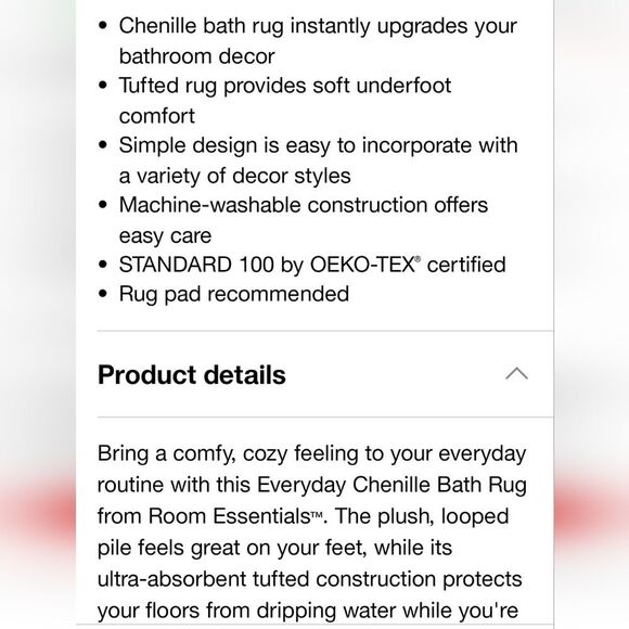 Room Essentials Everyday Chenille Non-Slip Tufted Bath Rug- Black - Picture 4 of 9